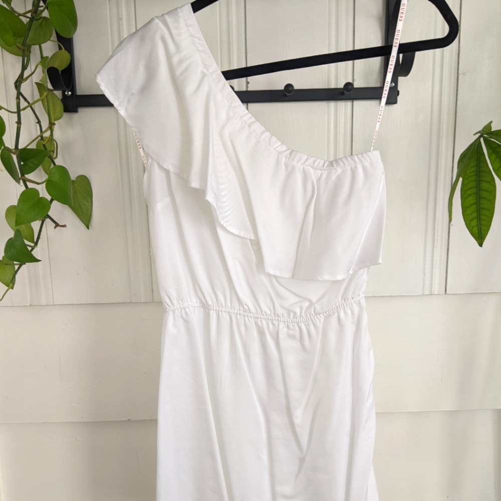 One shoulder white Guess mini dress NWOT